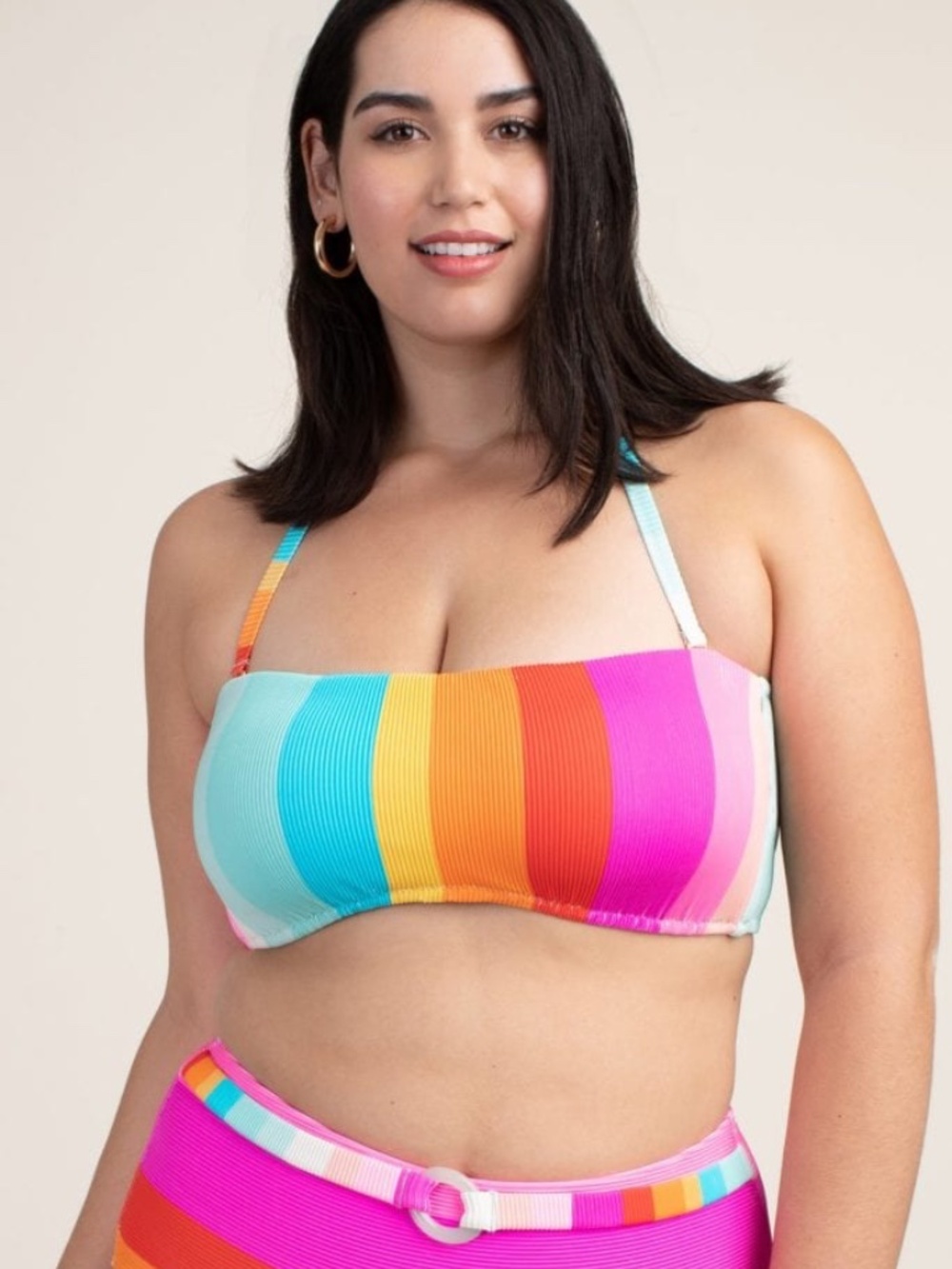 NWT Trina Turk SUNRISE STRIPE BANDEAU Bikini Top